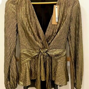 Gold shimmer wrap blouse